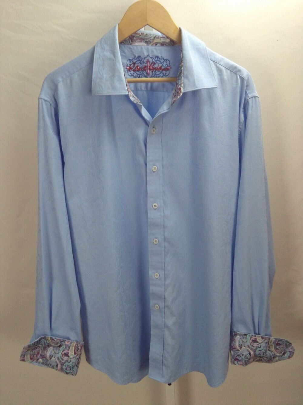 Robert Graham Blue Pattern Button Front Party Shirt sz 2XL